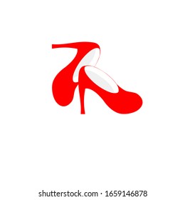 Vector Red High Heel On White Background