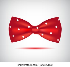 vector red hipster bow tie in dots isolated