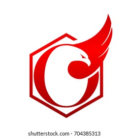 Vector Red Hive Eagle Letter O Logo