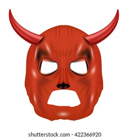 Vector Red Horn Mask Isolated on White Background