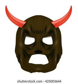 Vector Red Horns Mask Isolated on White Background