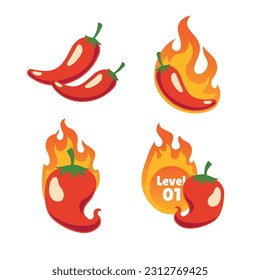 Vector red hot chili pepper set collection