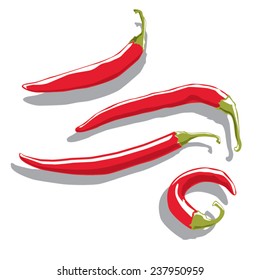 Vector red hot chili peppers