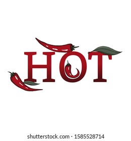 Vector red hot pepper text. Food lettering design