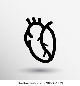 vector red human heart icon cardio cardiovascular.