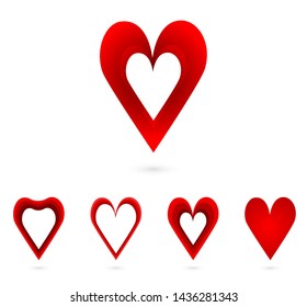 "Vector red icon and heart frame on white background.Love emblem on holidays occasions.Graphic design in the concept of love.Vector love symbol for Valentine's Day.vector illustration."