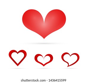 "Vector red icon and heart frame on a white background.Love emblem on holidays occasions.Graphic design in the concept of love.Vector love symbol for Valentine's Day.vector illustration."