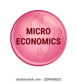Vector red icon or symbol of micro economics or microeconomics. Branch of economics that examines the decision-making of market entities – individuals, households, companies or firms, and state.