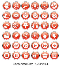 Vector red icons. Computer concept.
