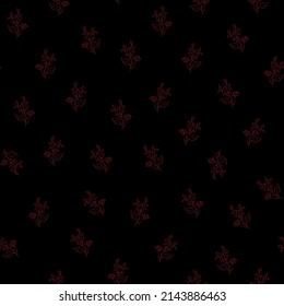 Vector red illustration. Floral seamless pattern. Bouquet of wild flowers. Hand drawn flower field. Simple flowers. Flowering heads of field chamomile. Outline drawing.