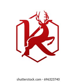 Vector Red Impala Jumping Letter K Logo