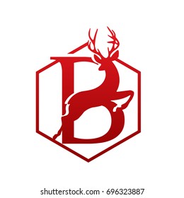 Vector Red Impala Jumping Letter B Logo