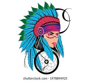 Un vector de una niña india roja