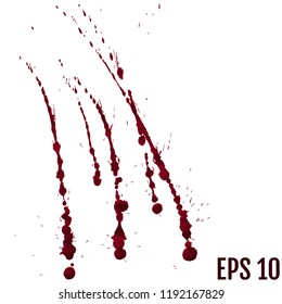 Vector red Ink stain, blots and splashes. Isolated Realistic paint drops, design elements.