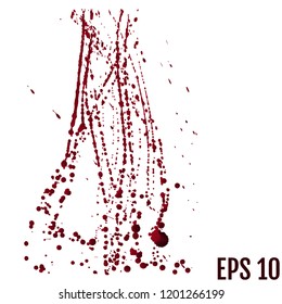 Vector red Ink stain, blots and splashes. Isolated Realistic paint drops, design elements.