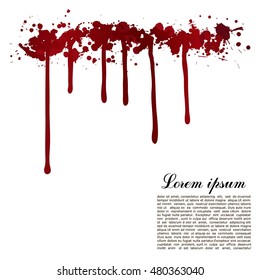 Vector red Ink stain, blots and splashes. Isolated paint drops, design elements.Red paint
