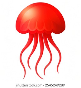 Vector red jellyfish sea animal icon without background.