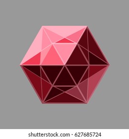 Vector red jewel on the gray background