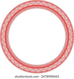 Vector red Kazakh national round pattern, frame, ornaments. Ethnic ornament peoples of Asia, Kazakhs, Kirghiz, Kalmyks, Mongols, Buryats, Turkmens.