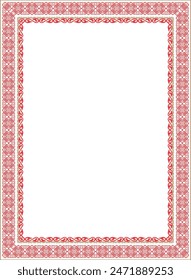 Vector rojo kazajo patrón cuadrado nacional, marco, adornos étnicos pueblos de Asia, kirghiz, kalmyks, mongoles, kazajos, buryats, turcomanos.  Bordes y marcos para chorro de arena y cerámica 