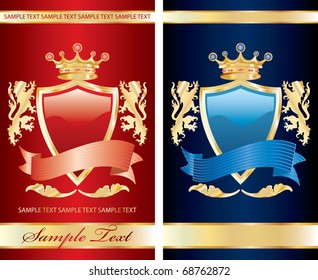 vector red label with royal crown for different products like food, beverages and cosmetics