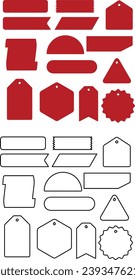 Vector red label and sale label set