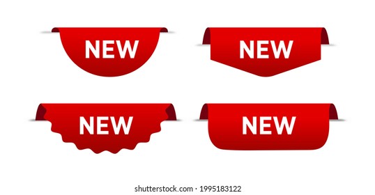  Vector red labels new product isolated on white background. New product ribbon banners eps 10