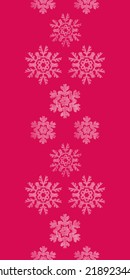 Vector red lace christmas snowflakes geometric textile texture vertical border seamless pattern background