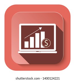 vector red, laptop icon in trendy flat style isolated background. laptop symbol design. 

