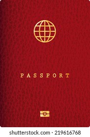 vector red leather passport