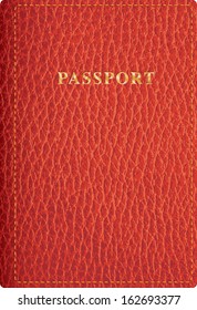 Vector Red Leather Passport Cover