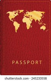 vector red leather passport cover