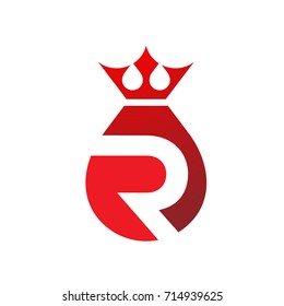 Vector Red Letter Drop Crown Logo