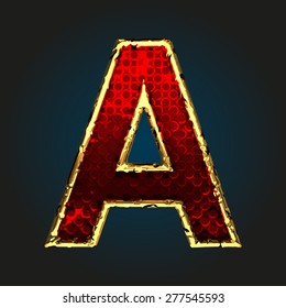 a vector red letter with gold