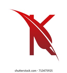 Vector Red Letter K Botanical Leaf Logo