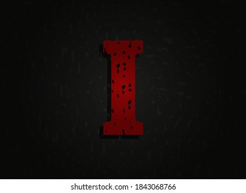 Letra roja vectorial hecha de textura gruesa. Una fuente loca de miedo brutal. Diseño de estilo temático nocturno.  Para logotipo, marca, afiche, elementos de diseño, etc.   