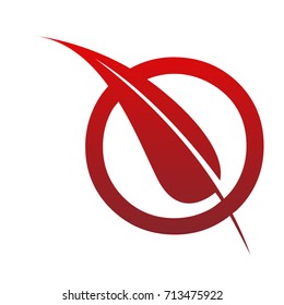 Vector Red Letter O Botanical Leaf Logo