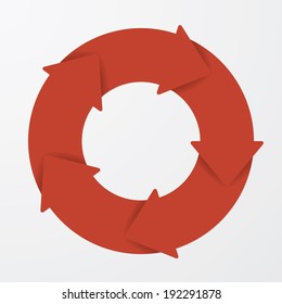 Vector red life cycle diagram. 5 Steps.