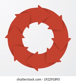 Vector red life cycle diagram. 8 Steps.