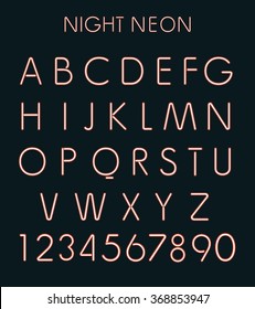 Vector Red light neon alphabet in dark