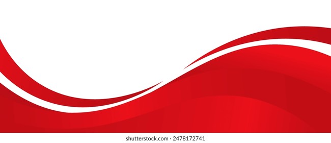 Vector red line background curve element with white space for text and message design, overlapping layers. Eps10