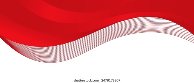 Vector red line background curve element with white space for text and message design, overlapping layers. Eps10