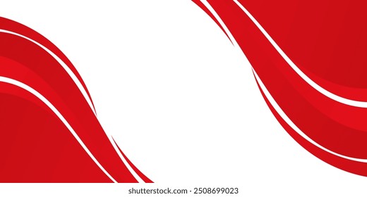 Vector red line background curve element with white space for text and message design, overlapping layers modern arts abstract red