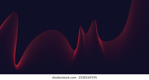 Vector red line background curve element with white space for text and message design, overlapping layers, vector