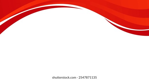 Vector red line background curve element with white space for text and message design, overlapping layers, v