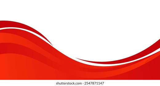 Vector red line background curve element with white space for text and message design, overlapping layers, v