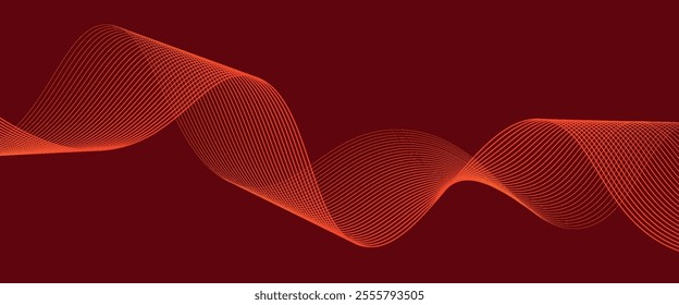 Vector red line background curve element with white space for text and message design, overlapping layers, vector