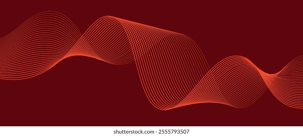Vector red line background curve element with white space for text and message design, overlapping layers, vector