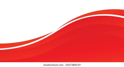 Vector red line background curve element with white space for text and message design, overlapping layers, vector