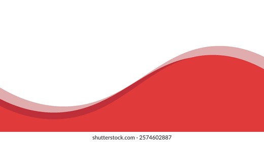 Vector red line background curve element with white space for text and message design, overlapping layers. Eps10
